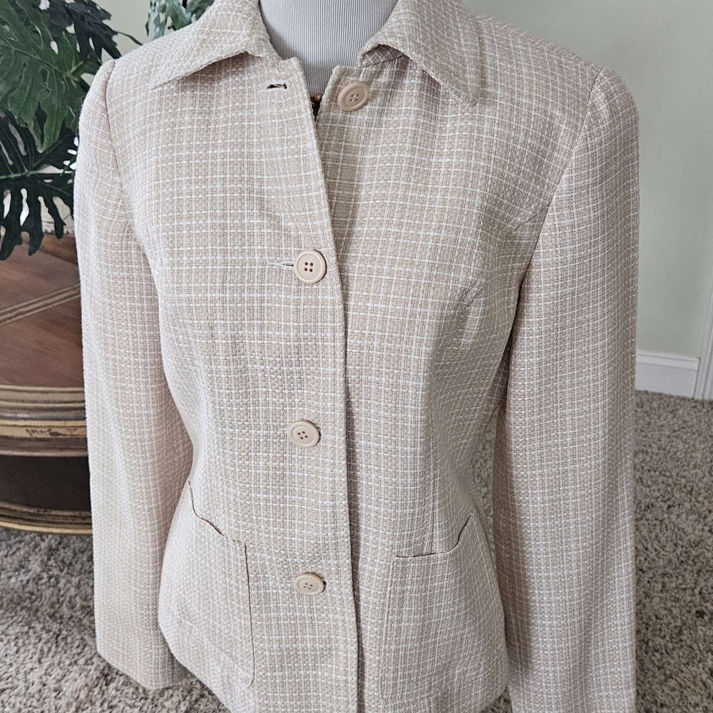 Cream Herringbone Blazer by Together - Picture 3 of 5